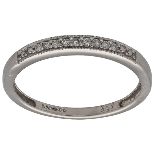 9ct white gold diamond half eternity ring with round stones