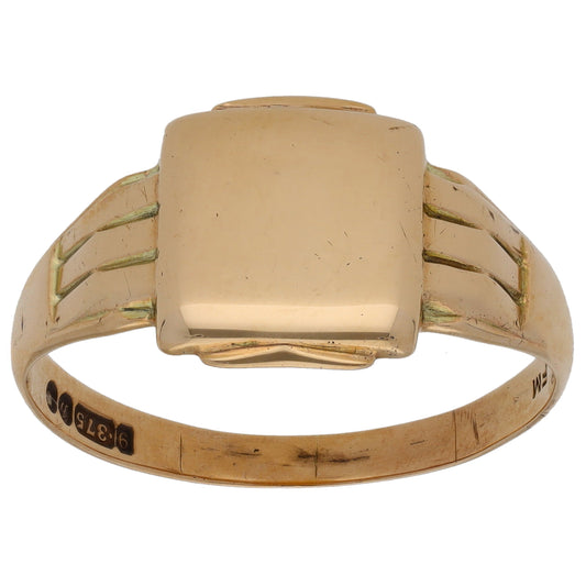 9ct Gold Patterned Signet Ring Size Y