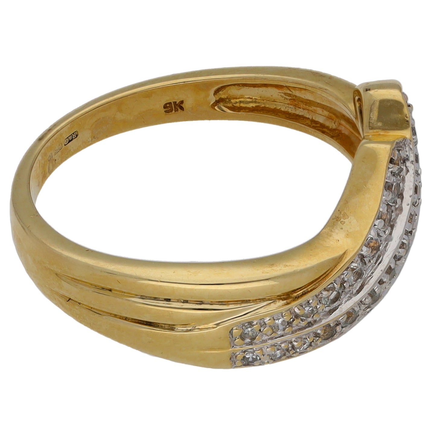 9ct Gold Cubic Zirconia Dress/Cocktail Ring Size N