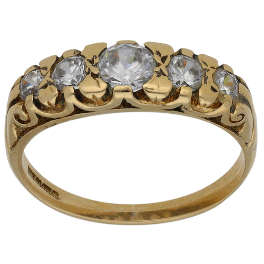 9ct Gold Cubic Zirconia Half Eternity Ring Size M