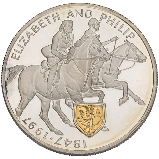 Sterling Silver Elizabeth & Phillip Golden Wedding Anniversary Coin 1997
