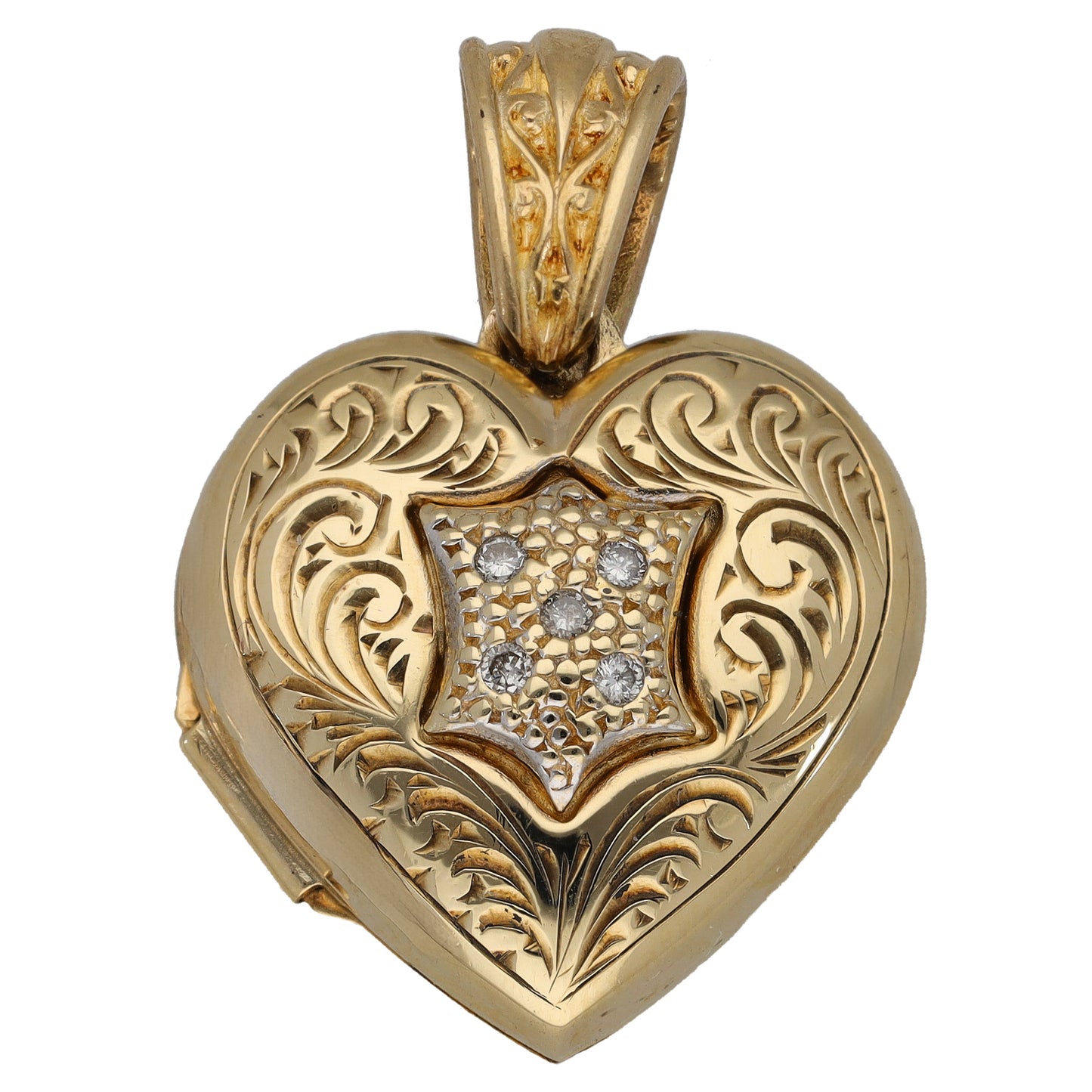 9ct Gold 0.05ct Diamond Heart Locket Pendant