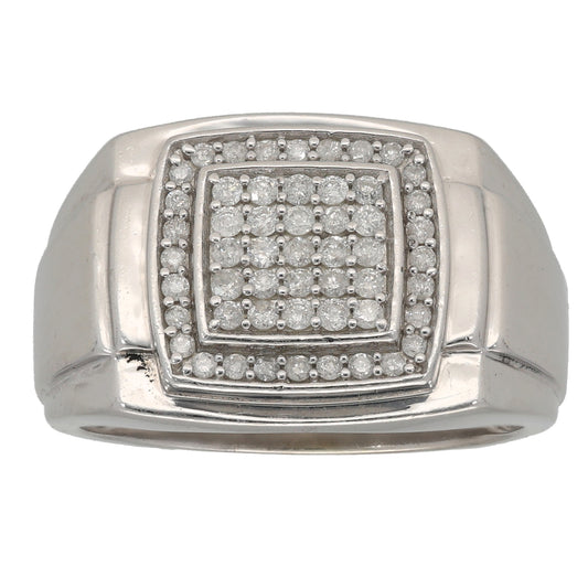 9ct White Gold 0.39ct Diamond Alternative Ring Size T
