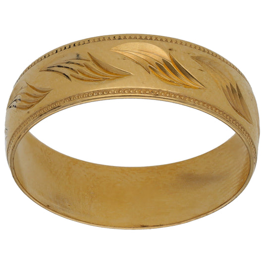9ct Gold Patterned Wedding Ring Size T