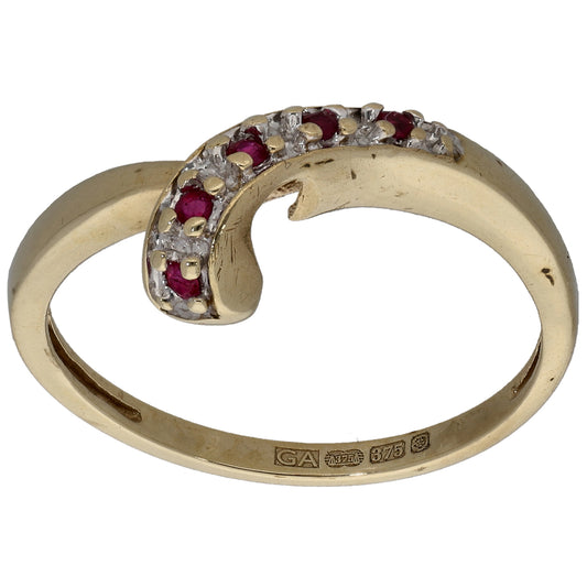 9ct Gold Ruby Half Eternity Ring Size N