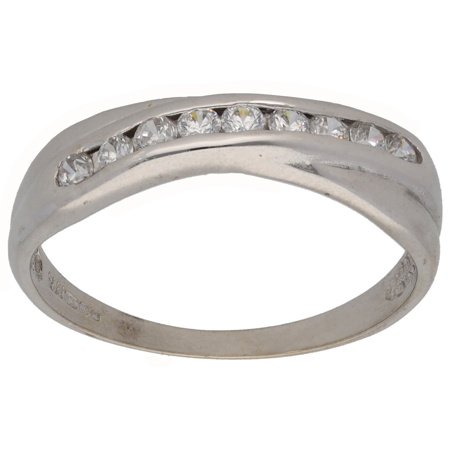 9ct White Gold Cubic Zirconia Dress/Cocktail Ring Size P