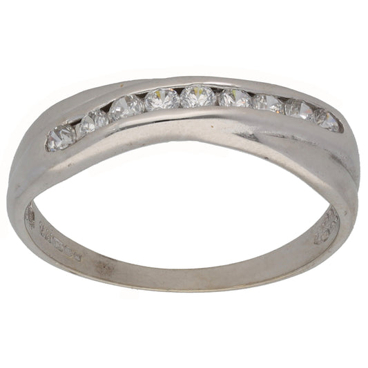 9ct White Gold Cubic Zirconia Dress/Cocktail Ring Size P