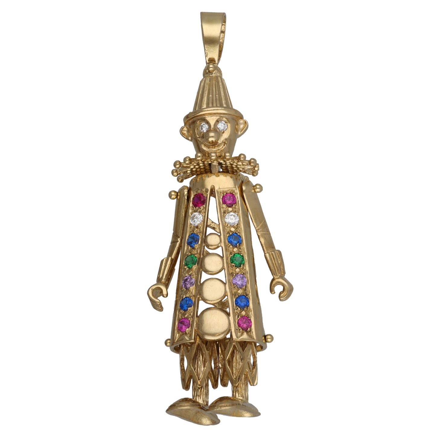 9ct Gold Imitation Gems Clown Pendant
