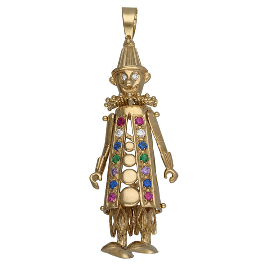 9ct Gold Imitation Gems Clown Pendant