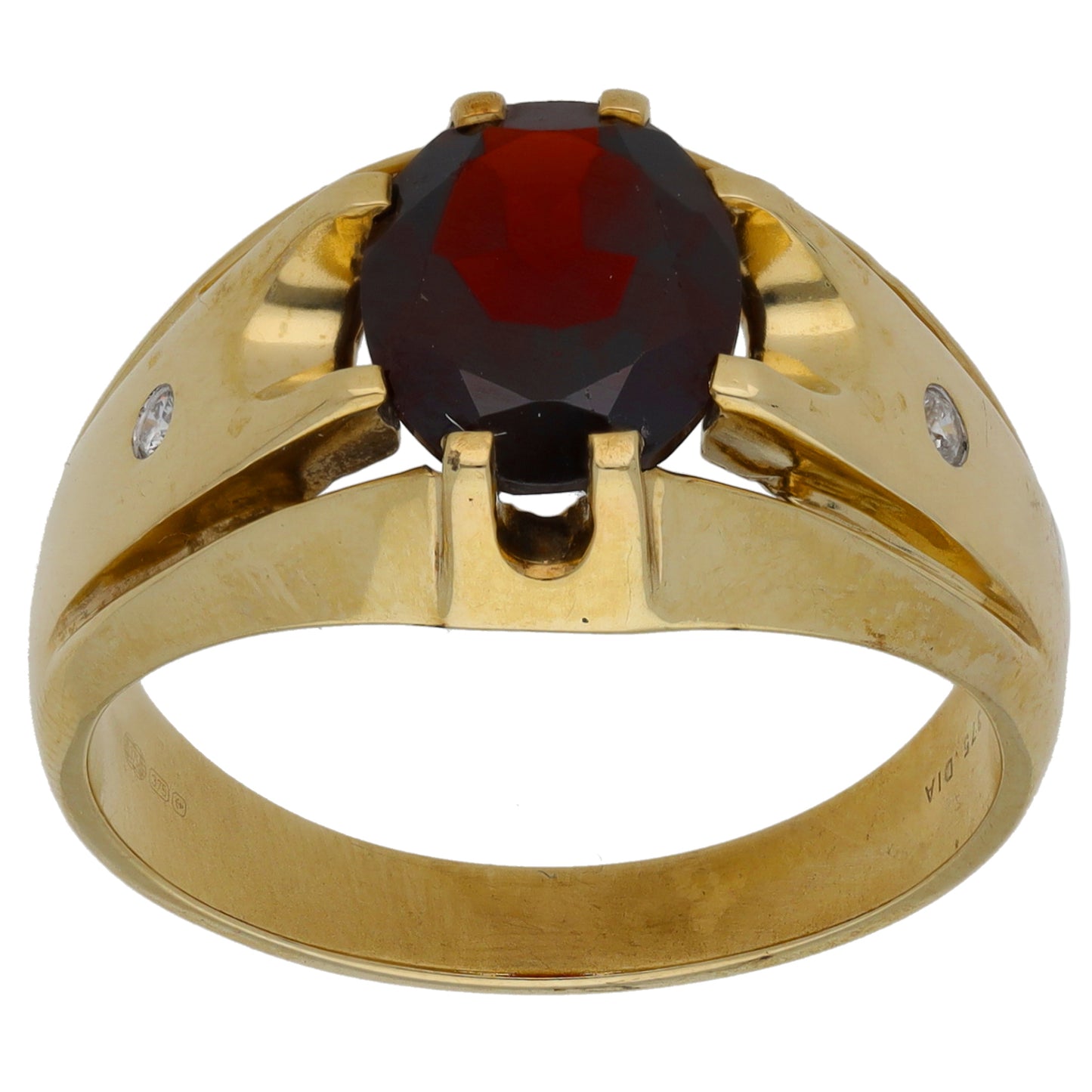9ct Gold Garnet & 0.04ct Diamond Alternative Ring Size S