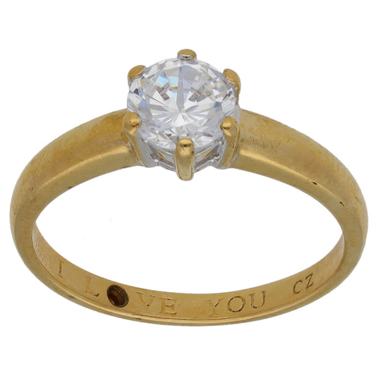 9ct Gold Cubic Zirconia Single Stone Ring Size O