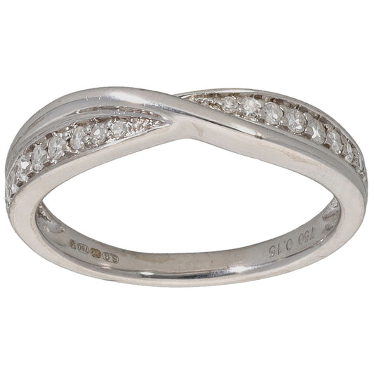 18ct White Gold 0.15ct Diamond Half Eternity Ring Size K