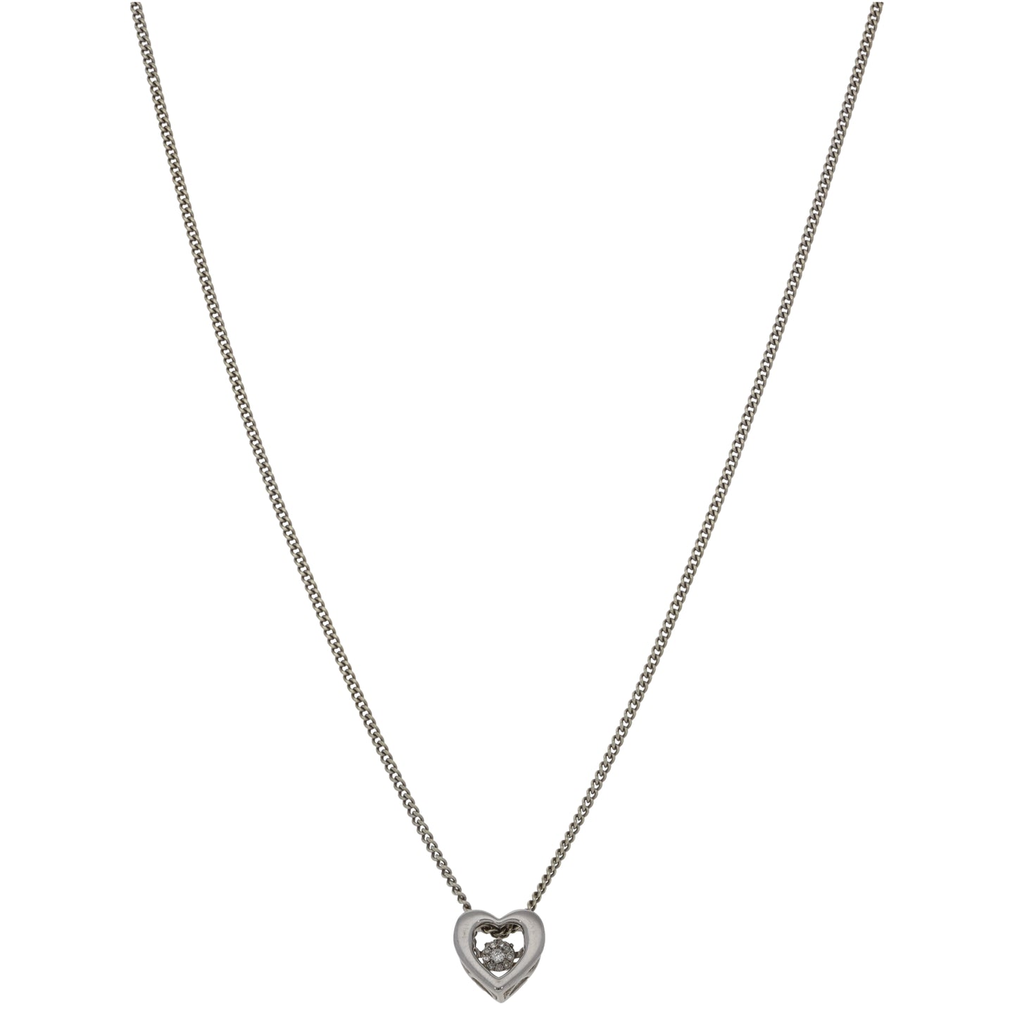 9ct White Gold 0.10ct Diamond Heart Pendant With Chain