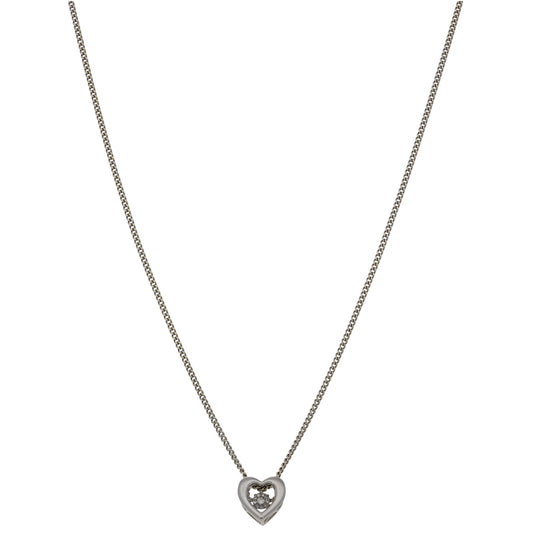 9ct White Gold 0.10ct Diamond Heart Pendant With Chain