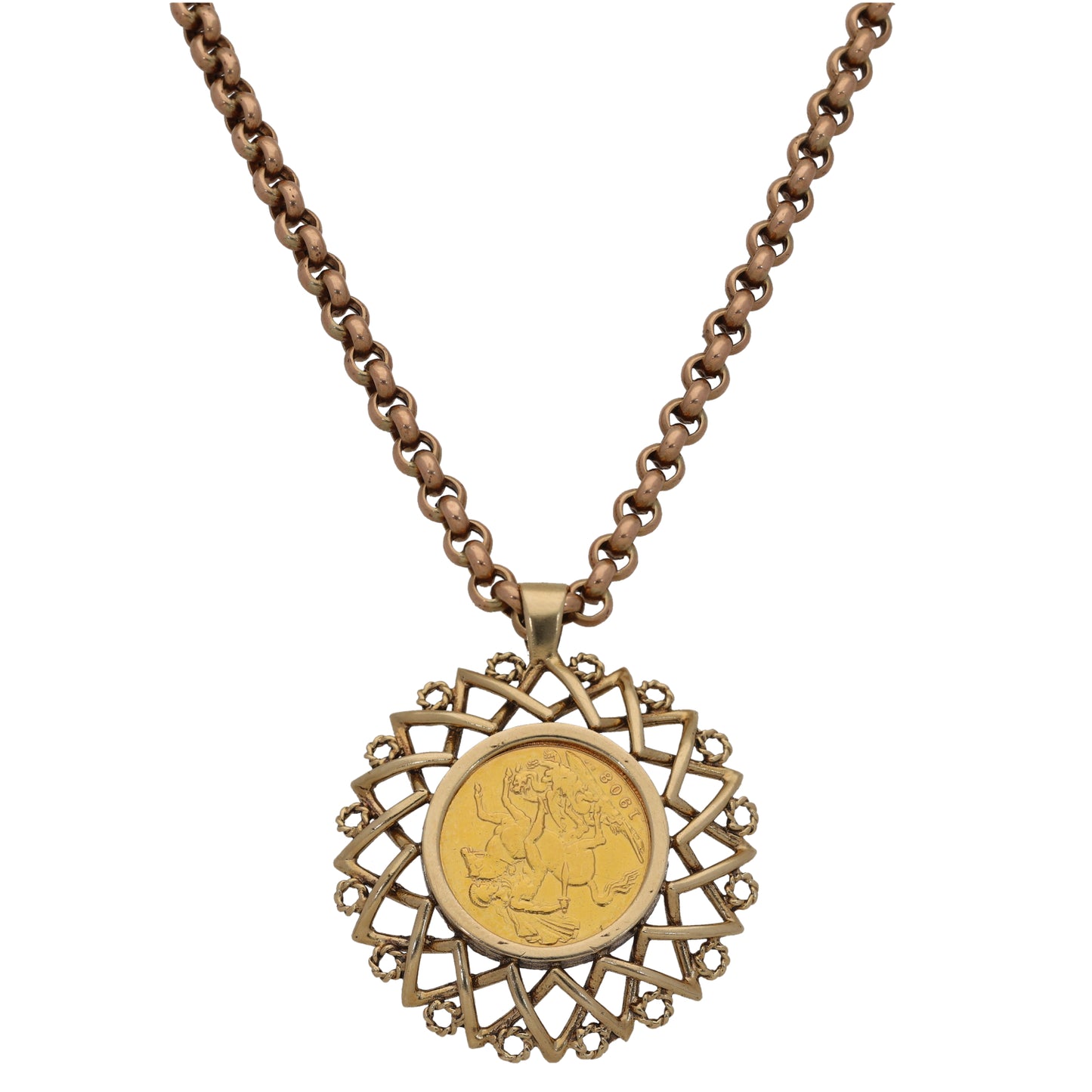 9ct Gold Full Sovereign Coin Necklace 24"