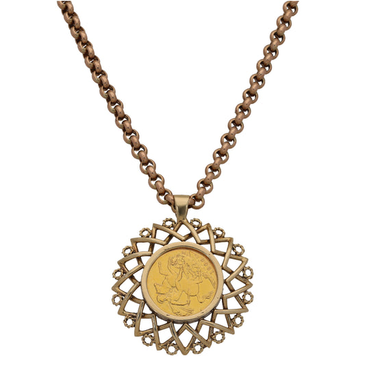 9ct Gold Coin Necklace 24"