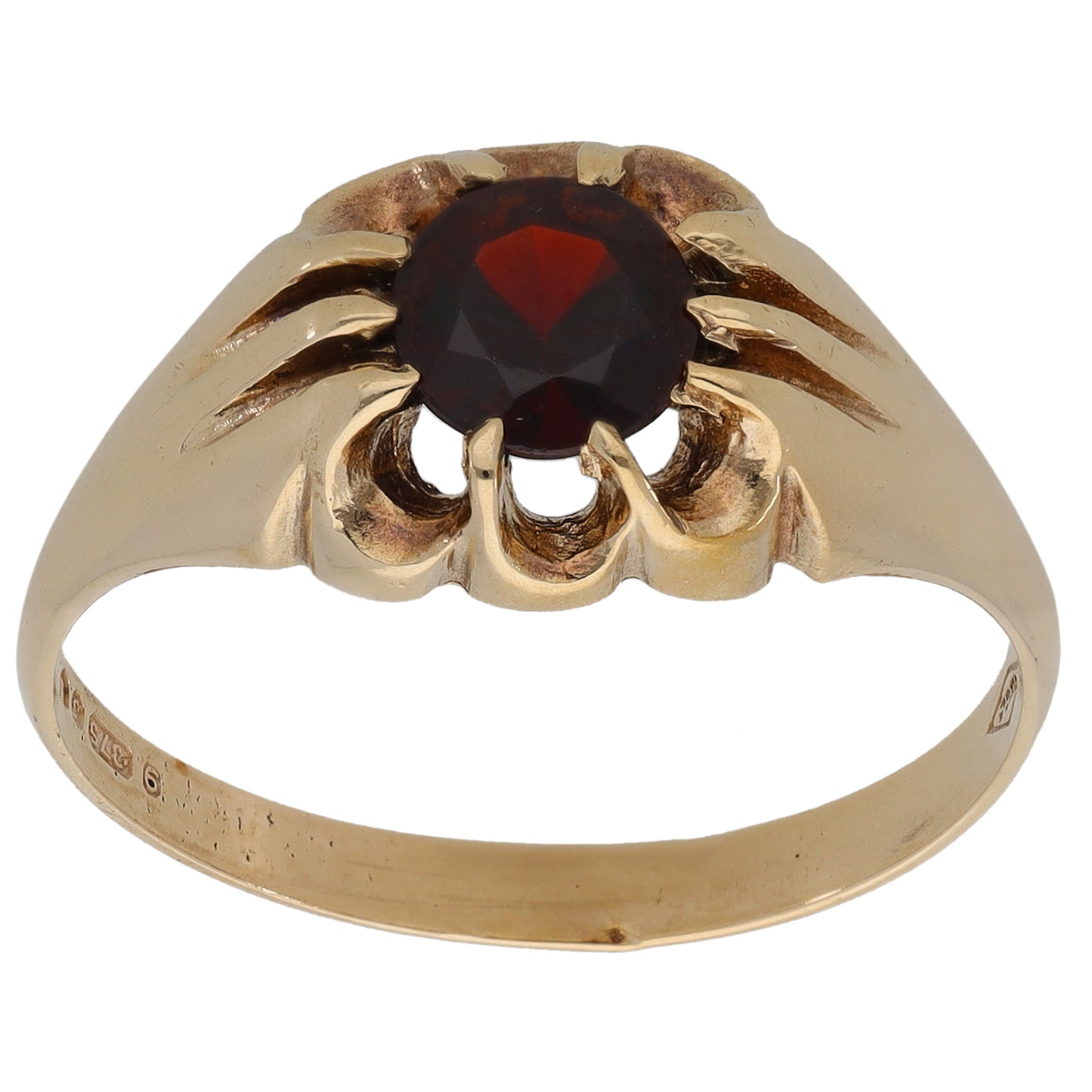 9ct Gold Garnet Single Stone Ring Size S 1/2