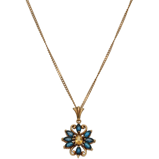 9ct Gold Topaz & Citrine Dress/Cocktail Pendant With Chain