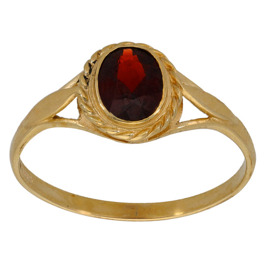 9ct Gold Garnet Single Stone Ring Size X