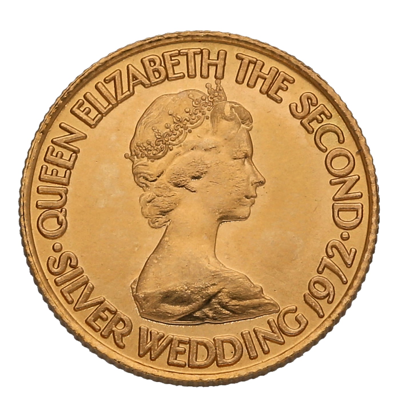 22ct Gold Queen Elizabeth II Silver Wedding Five Pounds Coin 1972