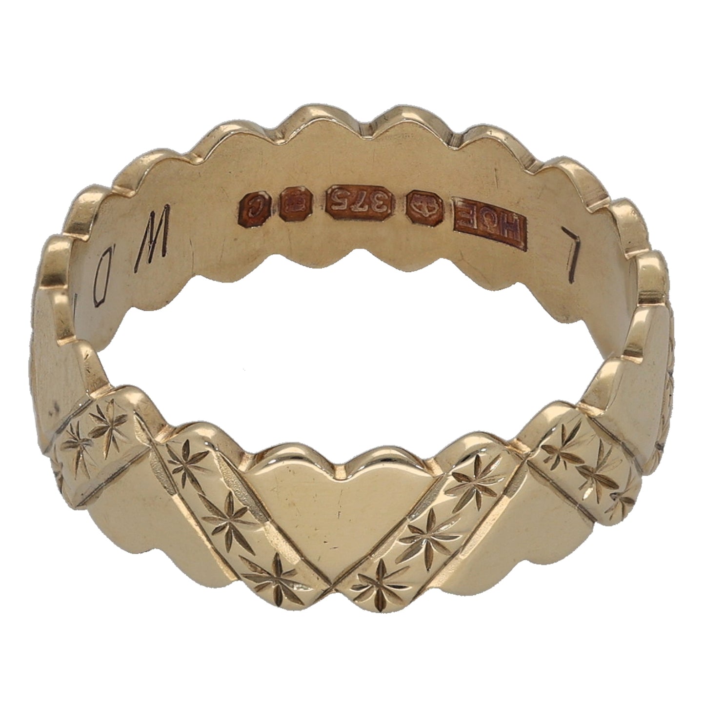 9ct Gold Patterned Wedding Ring Size K