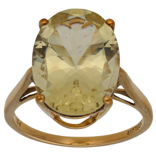 9ct Gold Green Quartz Single Stone Ring Size P