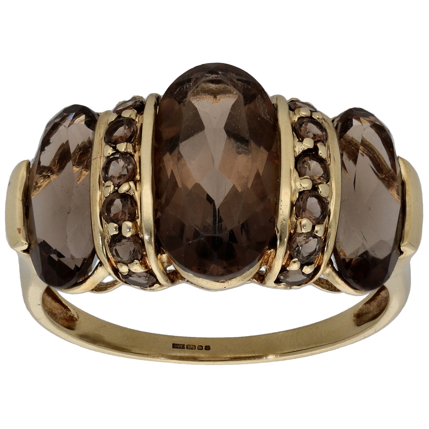 9ct Gold Smoky Quartz Dress/Cocktail Ring Size S
