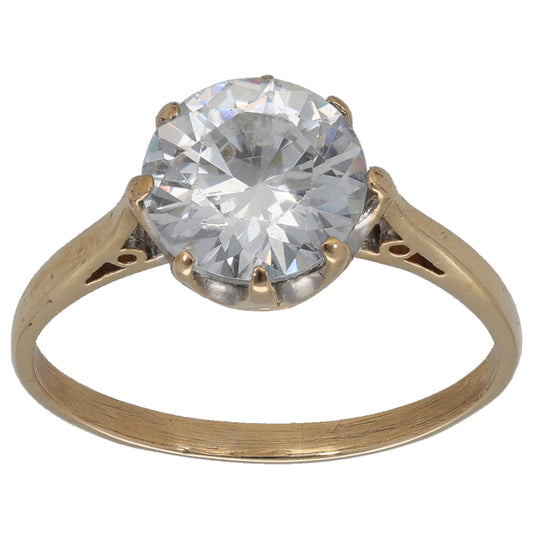 9ct Gold Cubic Zirconia Single Stone Ring Size O