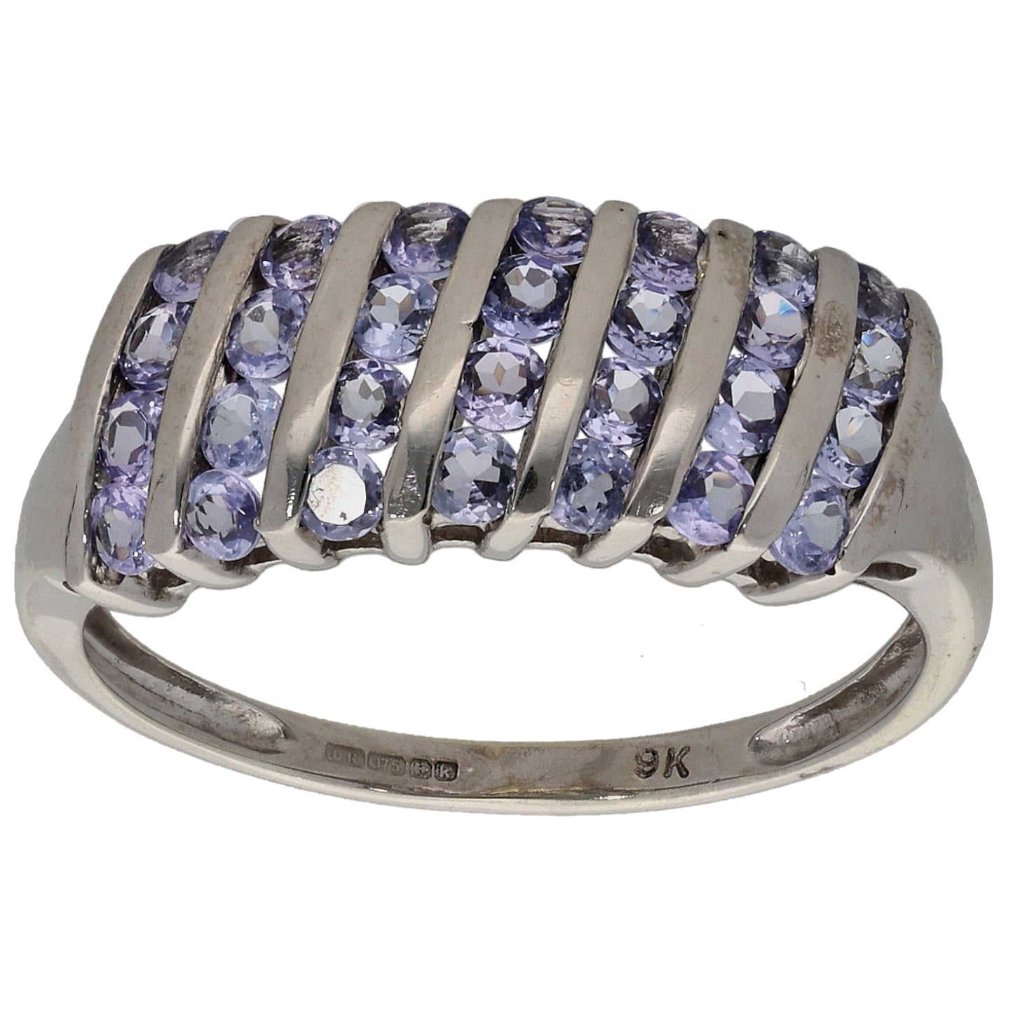 9ct White Gold Tanzanite Dress/Cocktail Ring Size P