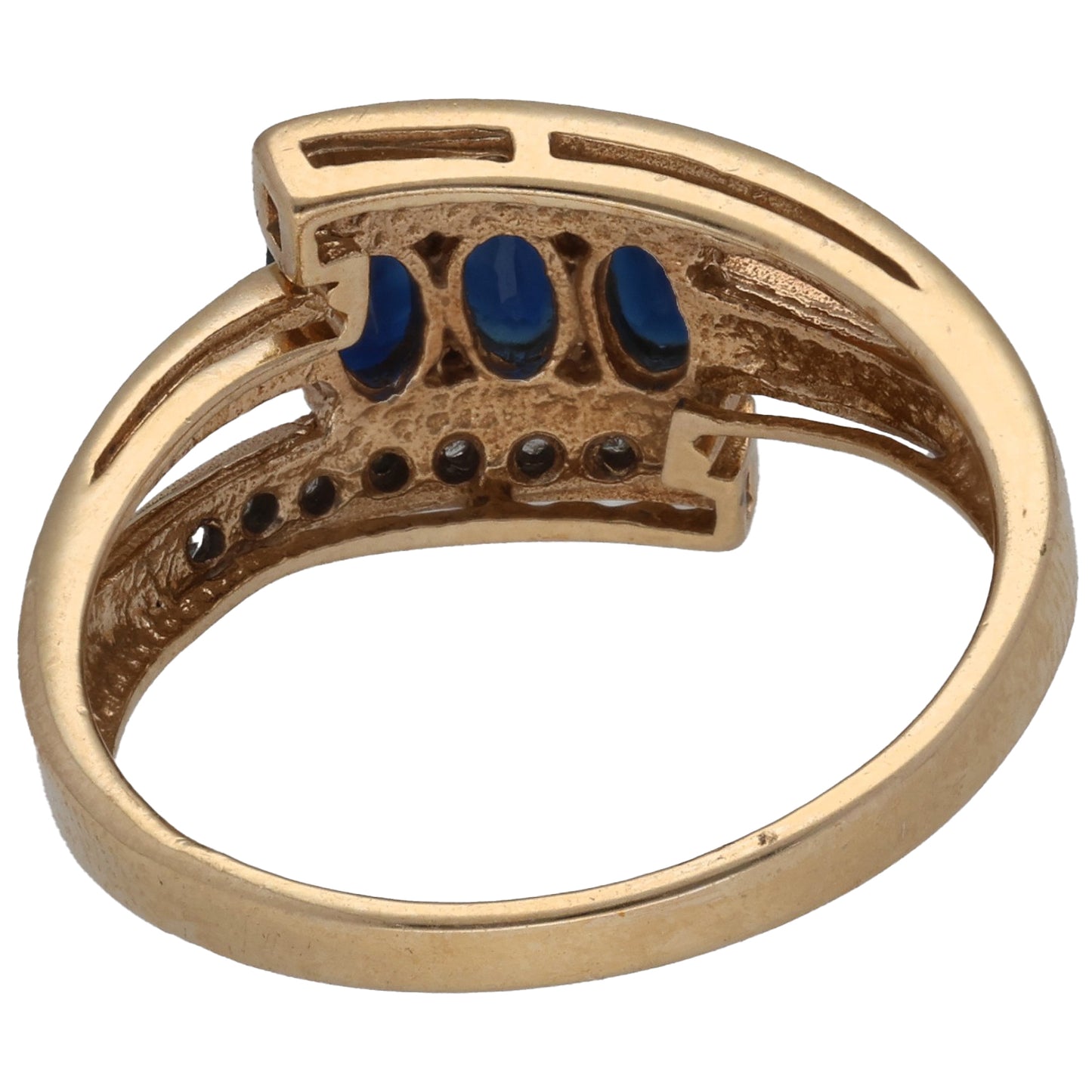 9ct Gold Sapphire & 0.08ct Diamond Dress/Cocktail Ring Size N