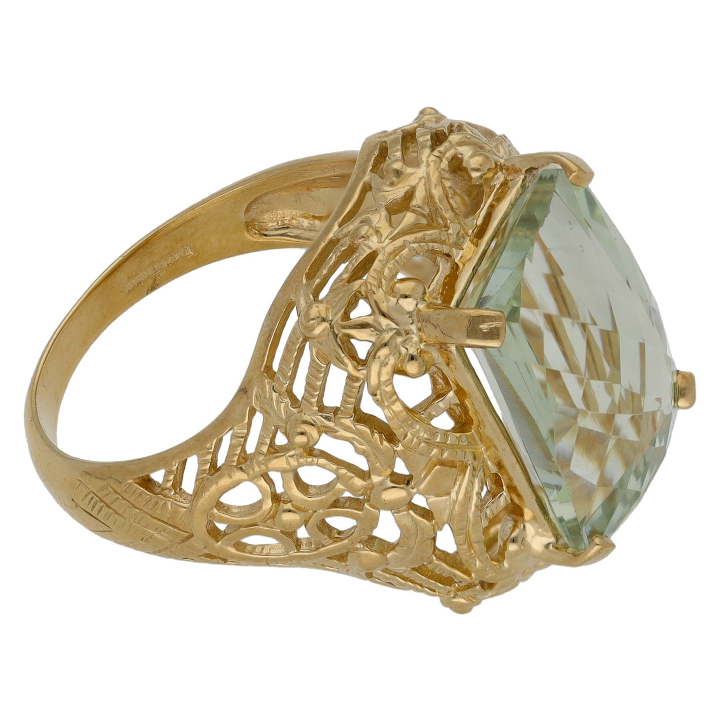 9ct Gold Green Quartz Single Stone Ring Size N