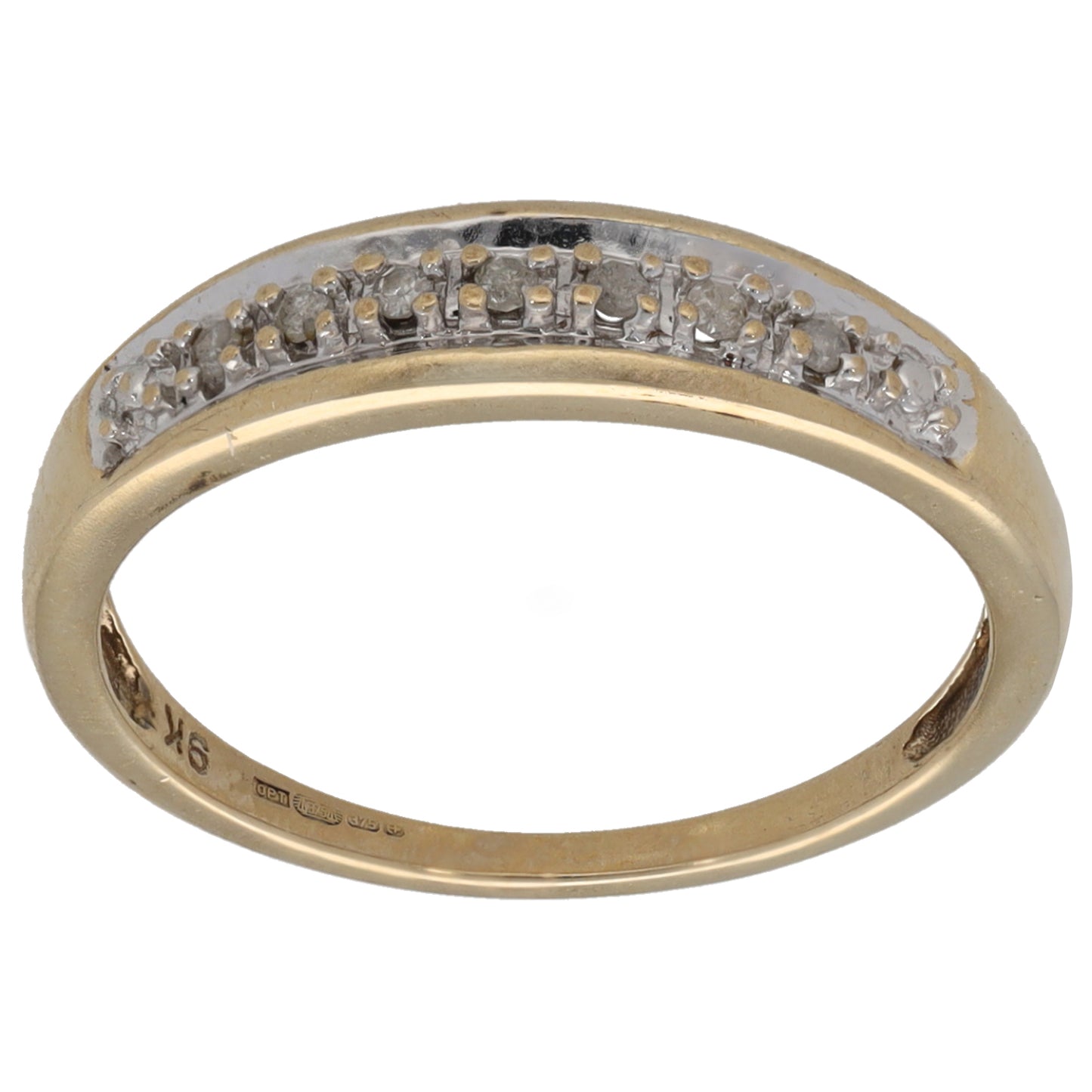 9ct Gold 0.07ct Diamond Half Eternity Ring Size L