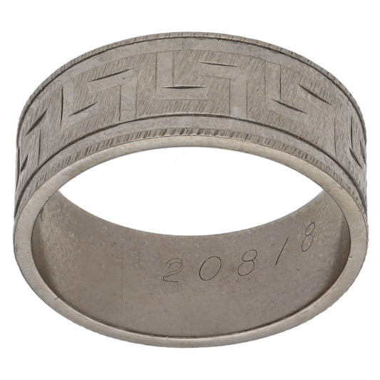 18ct White Gold Patterned Wedding Ring Size P