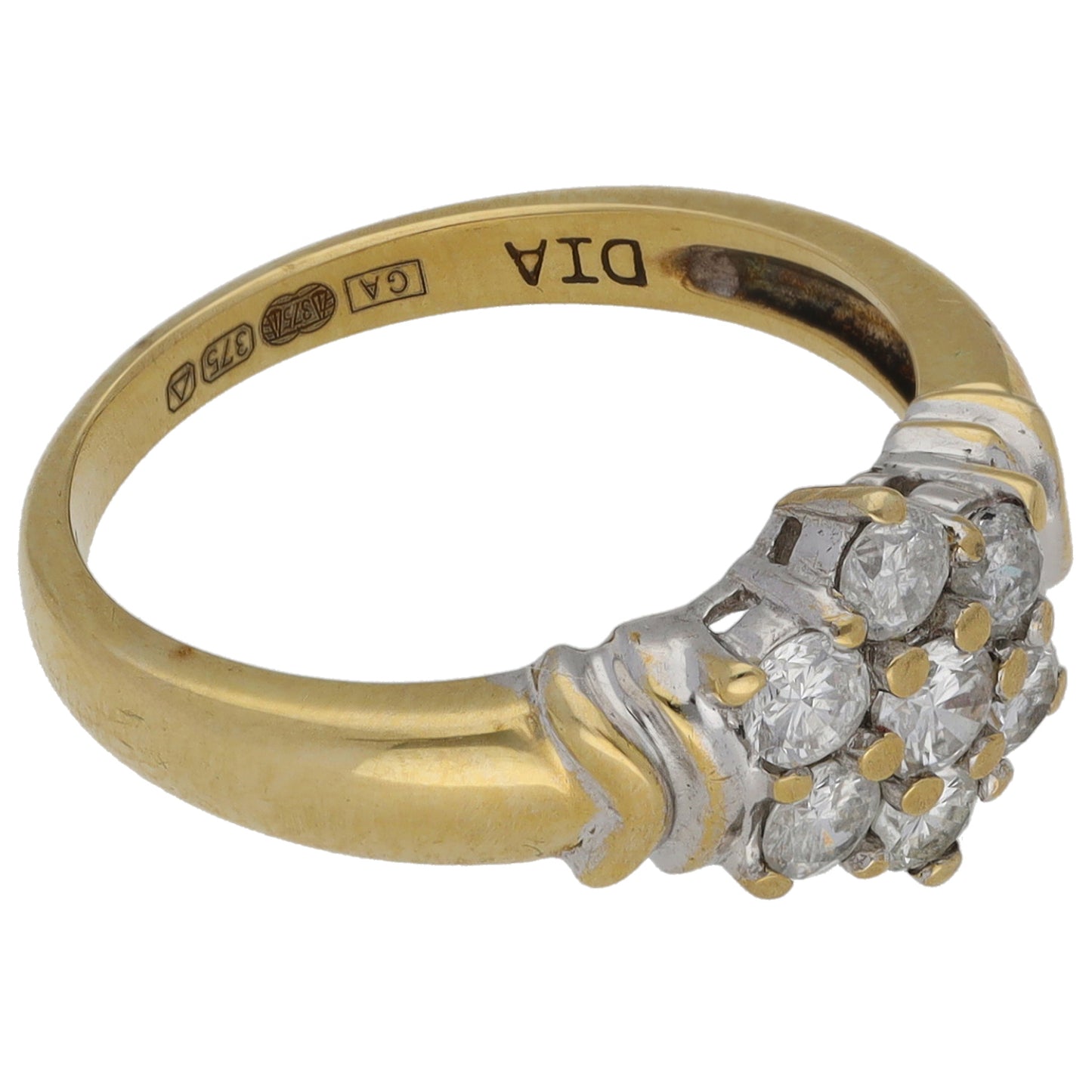 9ct Gold 0.50ct Diamond Cluster Ring Size L