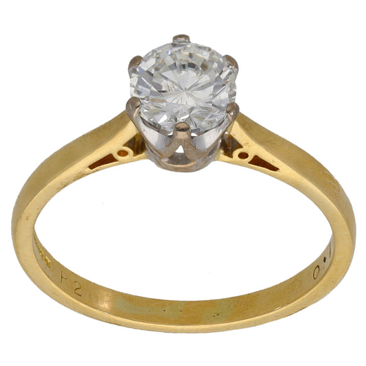 18ct Gold 1.00ct Diamond Solitaire Ring Size P