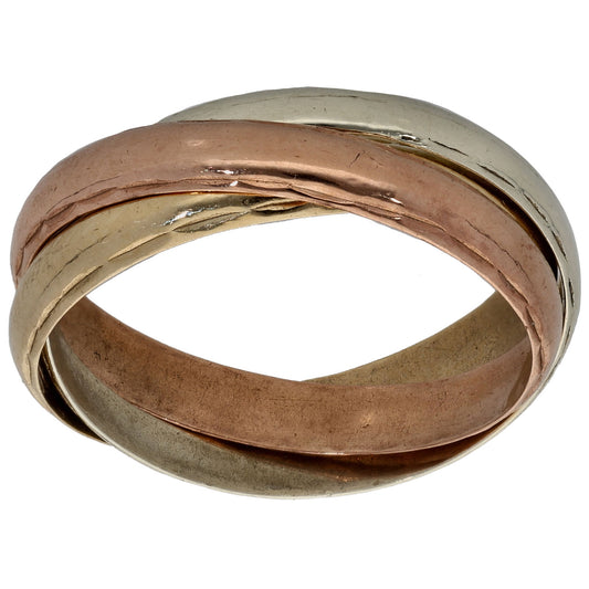 9ct Tri-Colour Gold Russian Wedding Ring Size M