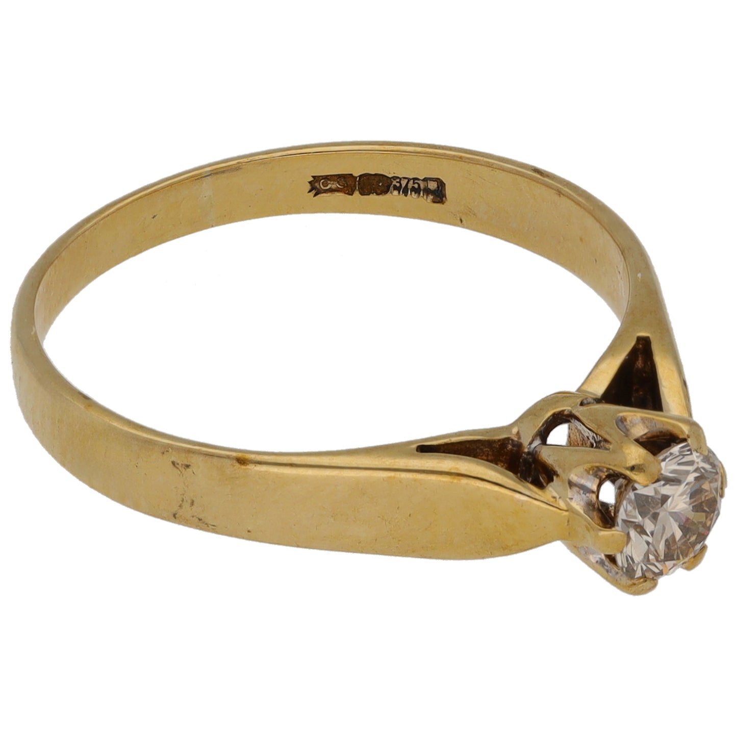 9ct Gold 0.25ct Diamond Solitaire Ring Size L