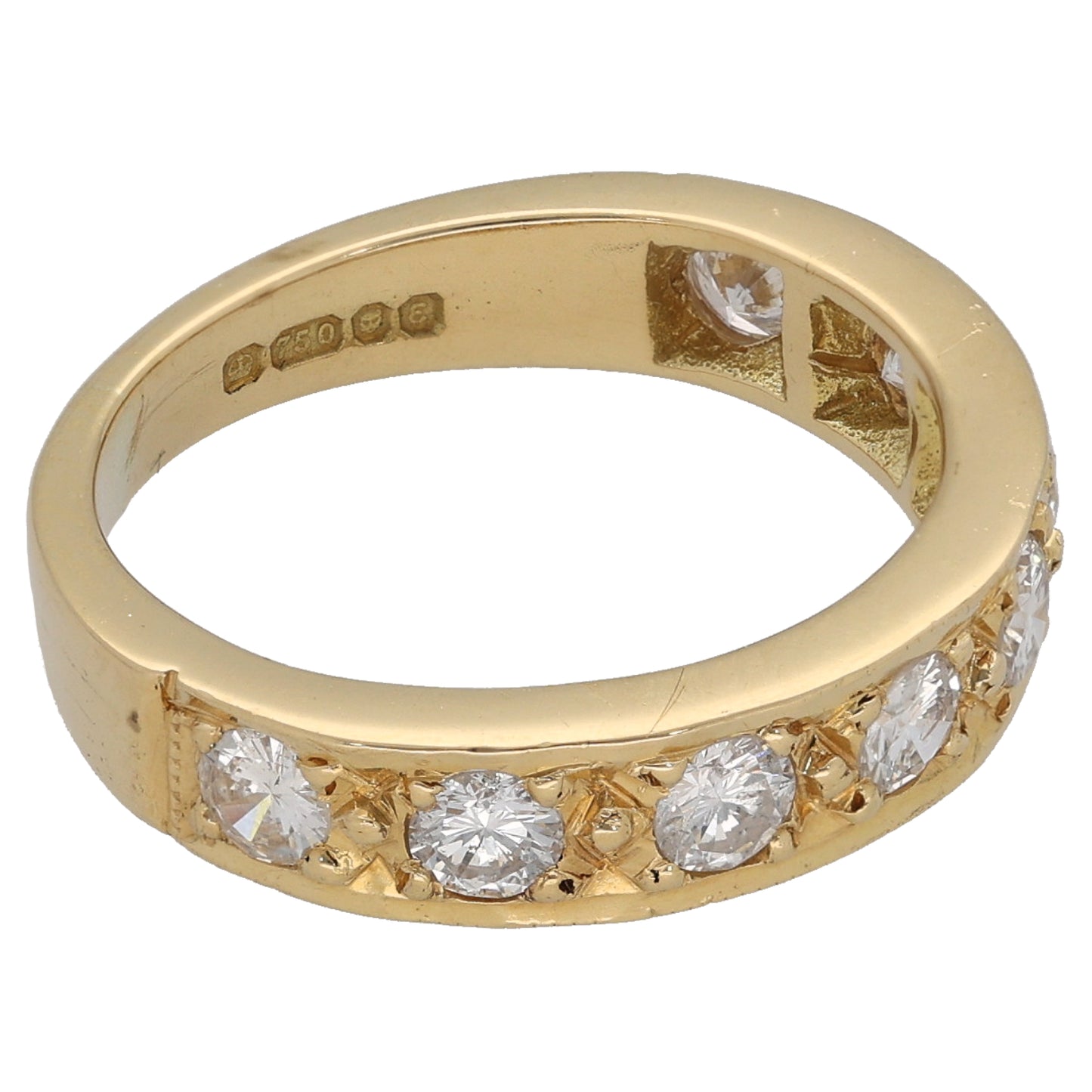 18ct Gold 1.20ct Diamond Half Eternity Ring Size M