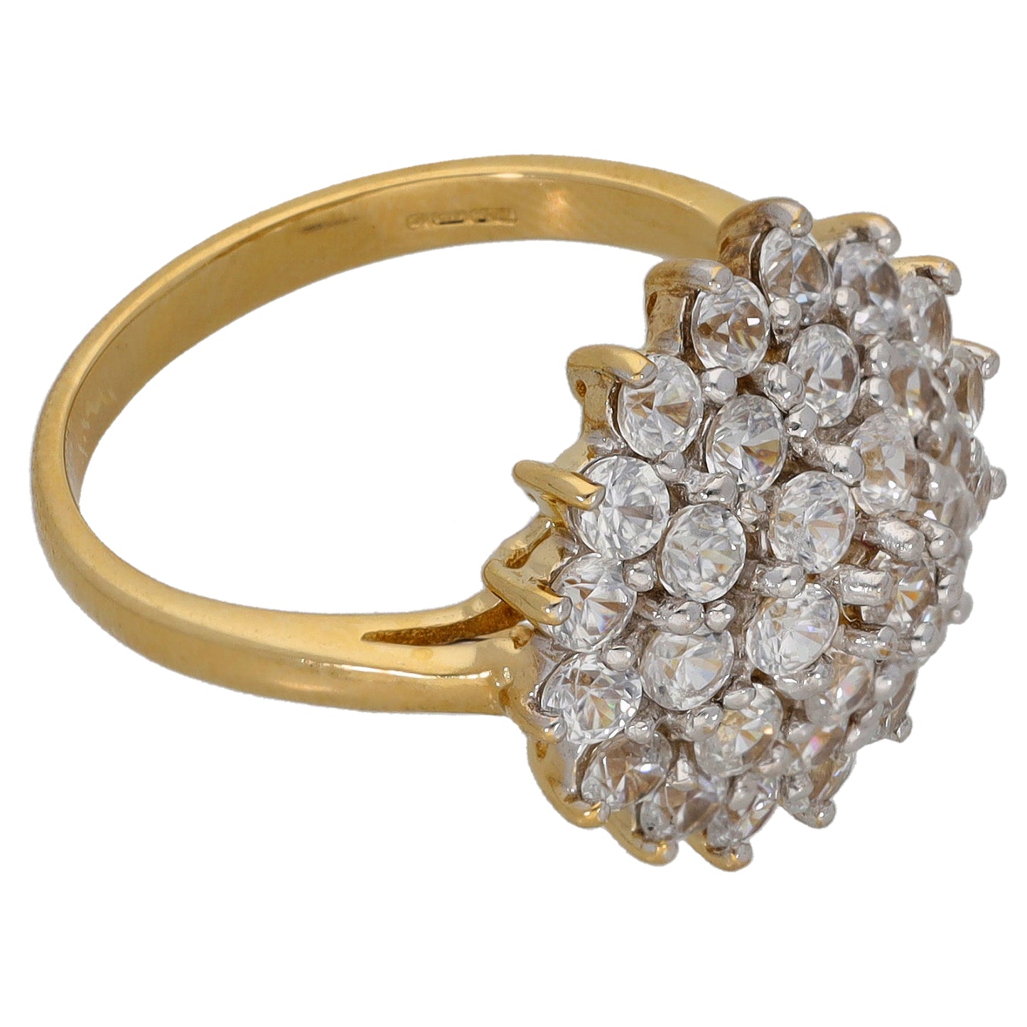 9ct Gold Cubic Zirconia Cluster Ring Size O