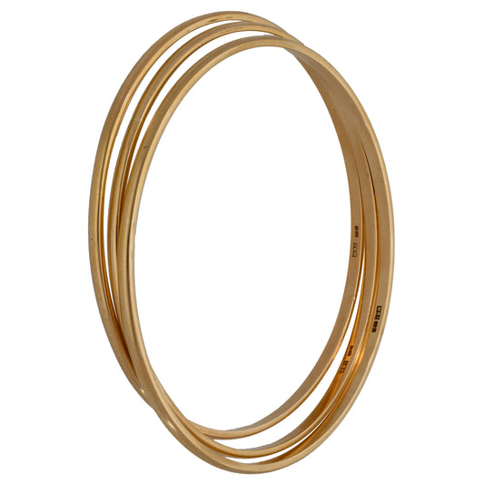 9ct gold set of slim bangles, three stacked bracelets