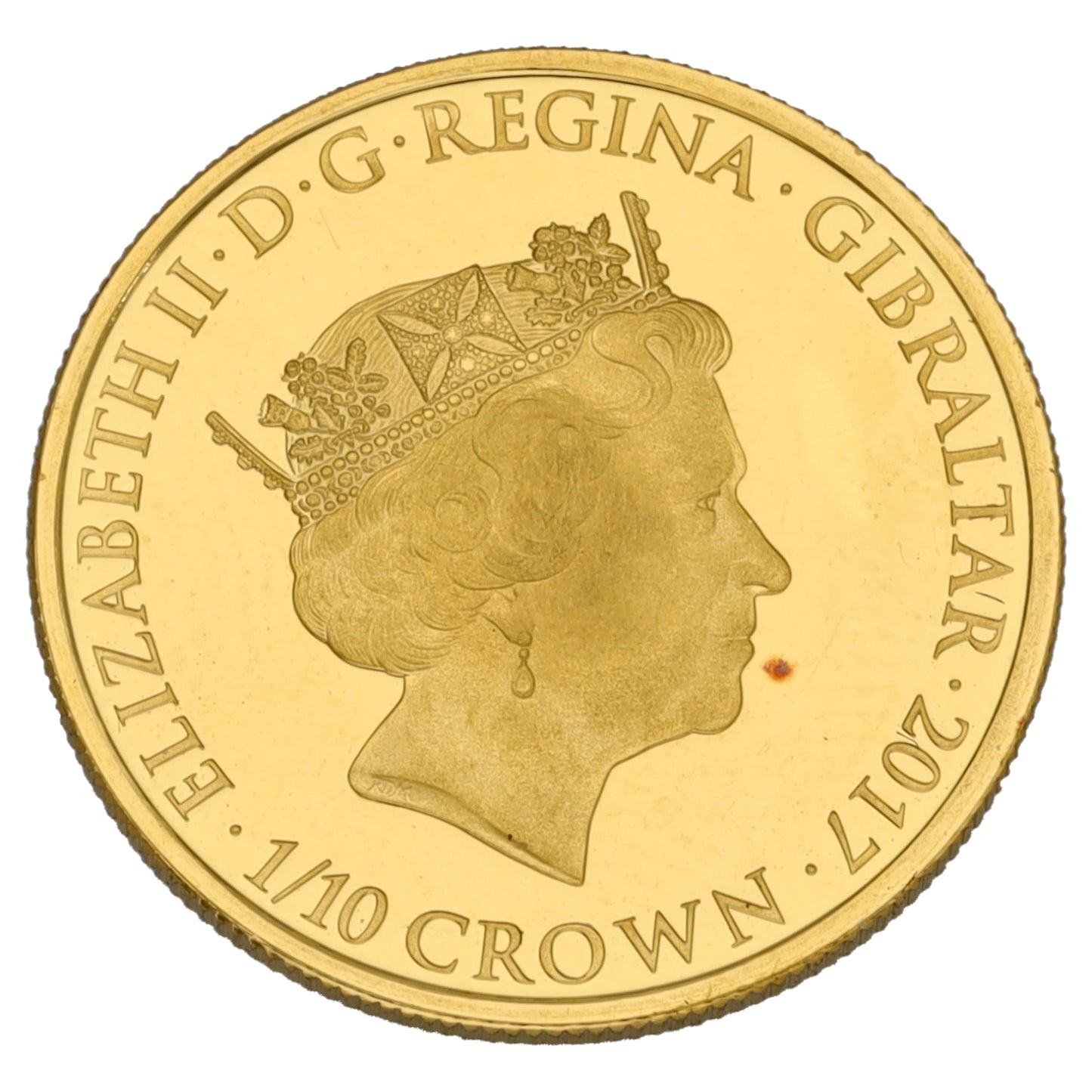 22ct Gold Queen Elizabeth II Sapphire Jubilee 1/10 Crown 2017