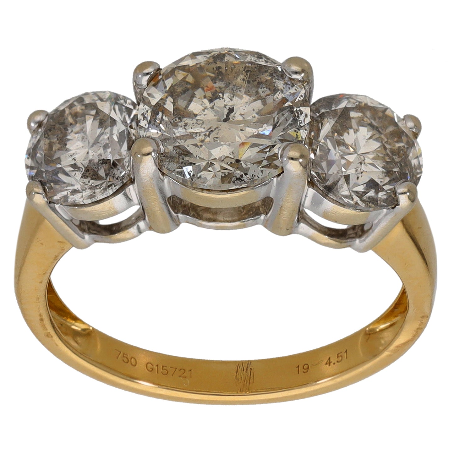 18ct Gold 4.12ct Diamond Trilogy Ring Size N