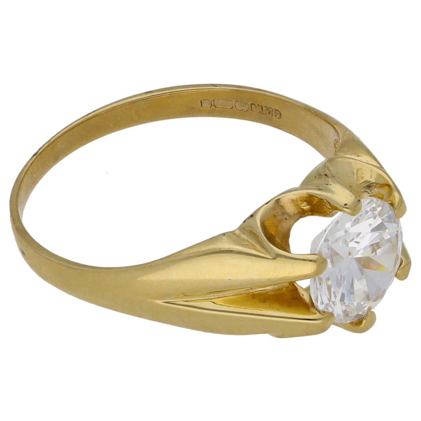 9ct Gold Cubic Zirconia Single Stone Ring Size R