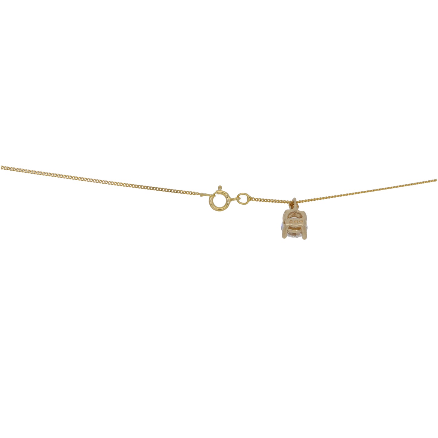 New 9ct Gold Cubic Zirconia 5mm Solitaire Pendant With Chain 18"