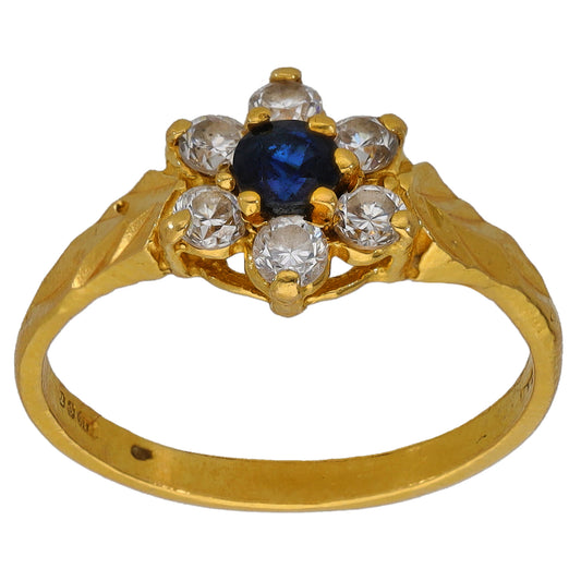 22ct Gold Sapphire & Cubic Zirconia Dress/Cocktail Ring Size M