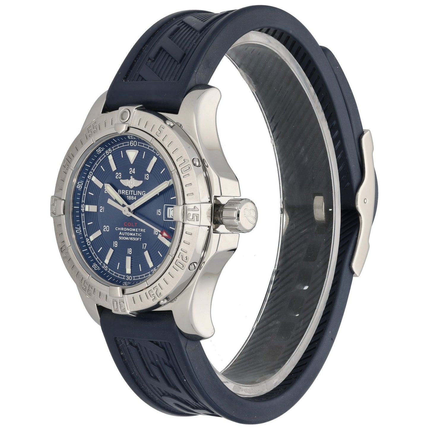 Breitling Colt II A17380, Blue Dial, Stainless Steel, Rubber Strap, Front Angle Image