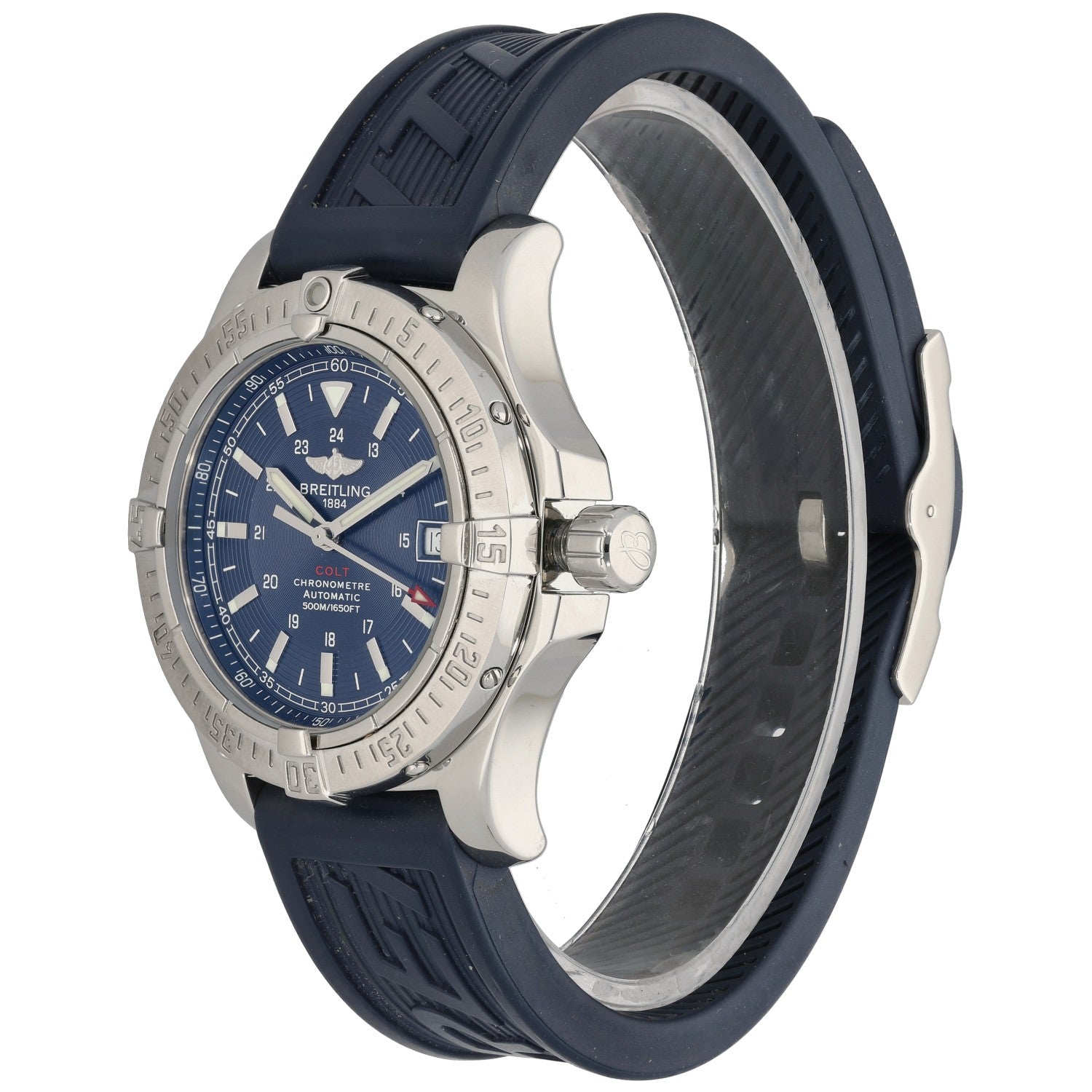 Breitling Colt II A17380, Blue Dial, Stainless Steel, Rubber Strap, Front Angle Image