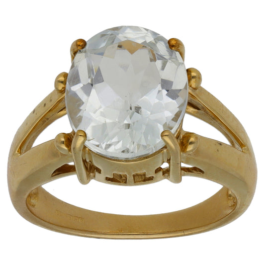 9ct Gold Topaz Single Stone Ring Size N