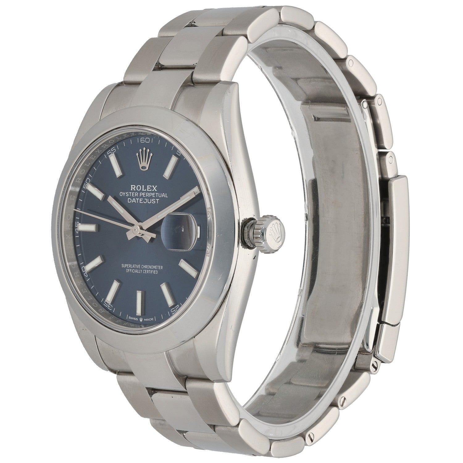 Rolex Datejust 41 126300, Stainless Steel, Blue Dial, Front Angle Image