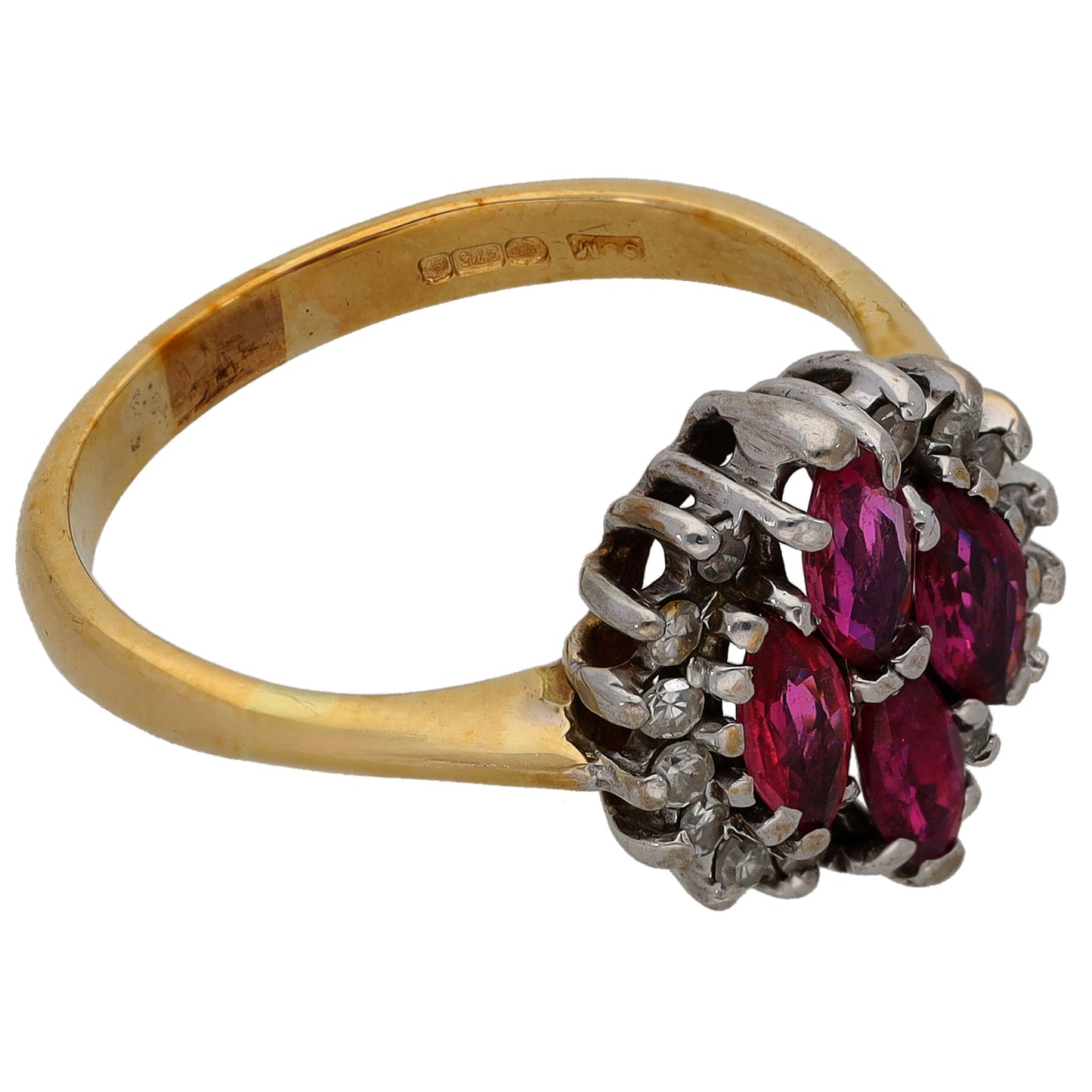 9ct Gold Sapphire & 0.14ct Diamond Dress/Cocktail Ring Size O